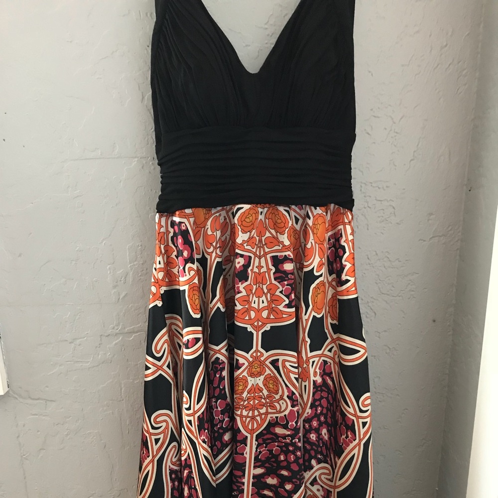 Black halter top multi color/print dress